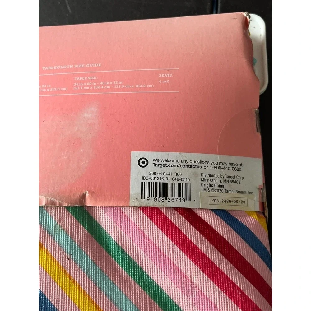 Spritz Easy Care Tablecloth Pink Striped Rainbow Modern Chic Colorful